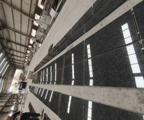 Angola Black Granite polished slabs shown in a supplied factory layout reference