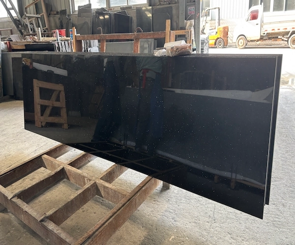 Black Galaxy Granite slabs shown in a supplied workshop inspection reference