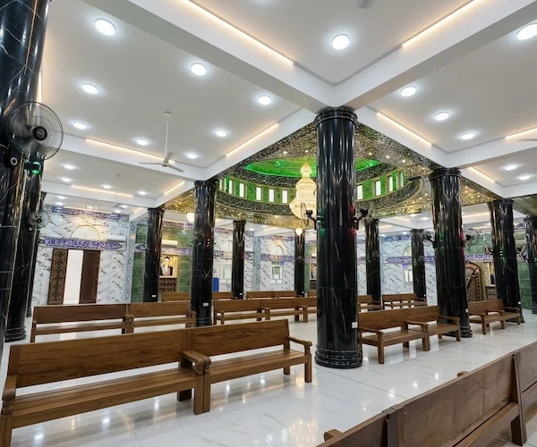 Black Marble cylindrical columns in a supplied indoor architectural application reference