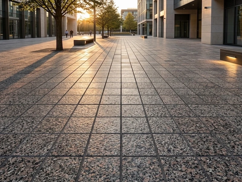 Caledonia Brown Granite brown granite cube stone outdoor paving application reference