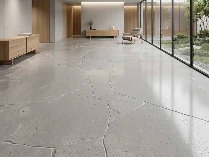 Crazy Paving Travertine Floor Tile installed in a supplied interior flooring reference with an irregular jointed layout