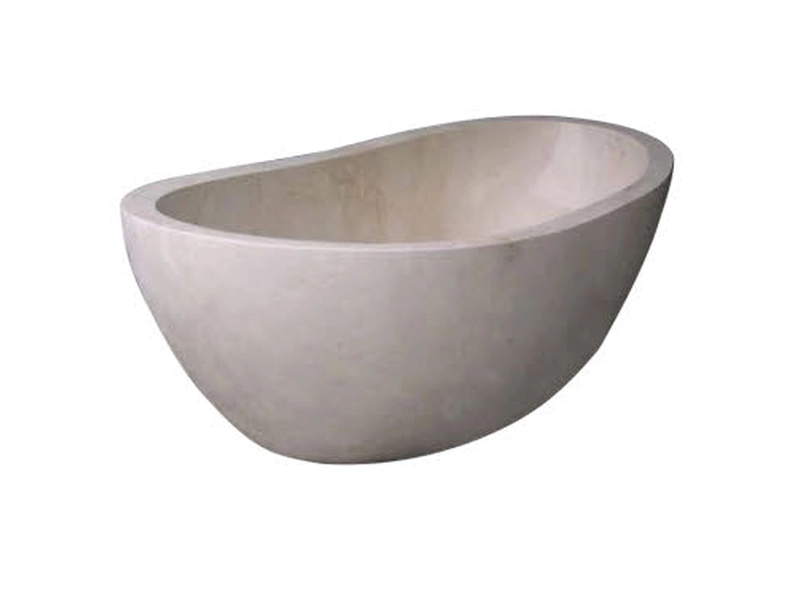 Crema Marfil Marble Bathtub, shown as a white-background catalogue product image