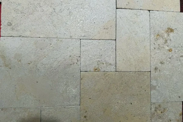 French Pattern Limestone Floor Tile limestone tile surface and joints shown in a supplied material-detail image