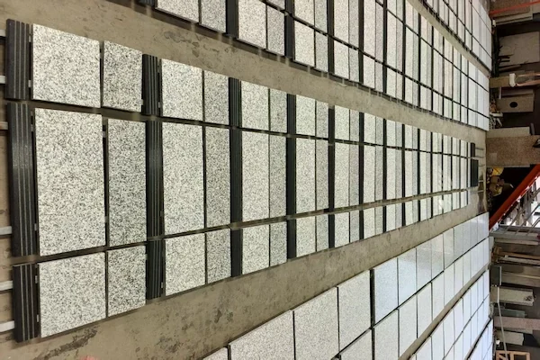 G623 Grey Granite tile layout shown in a supplied material review image