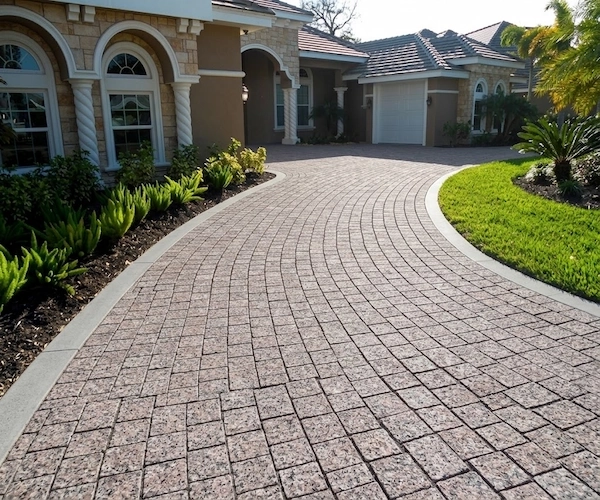 G664 Granite granite cube stone application rendering for European-style plaza paving