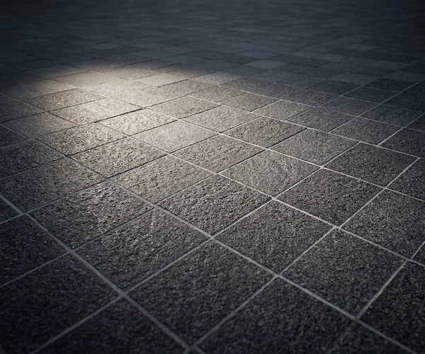 G684 Granite granite cube stone application rendering for a pedestrian walkway design