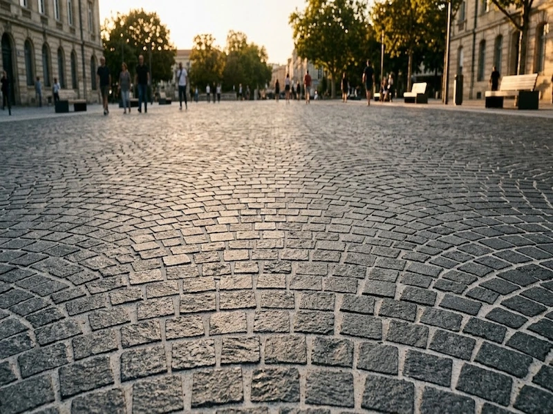 G684 Granite dark charcoal black granite cube stone outdoor paving application reference
