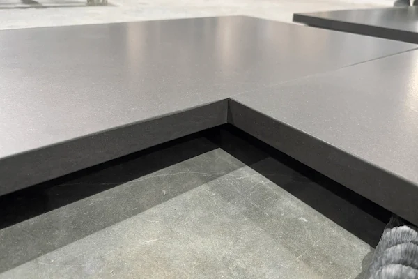 Grey Quartz Kitchen Top countertop components arranged for dimensional and cut-out review in a supplied production image