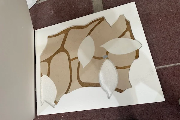 Ivory Floral Marble Waterjet Medallion shown in a supplied waterjet pattern detail reference image