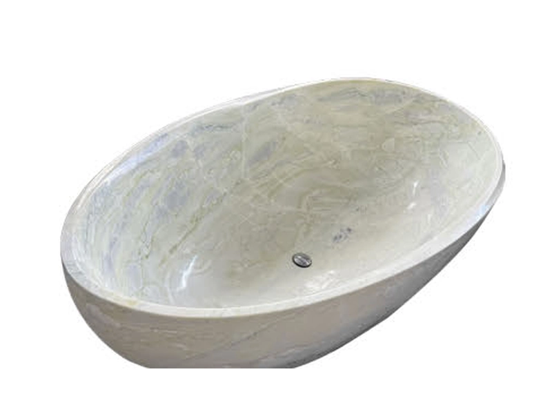 Jade Green Cloud Marble Bathtub, shown as a white-background catalogue product image