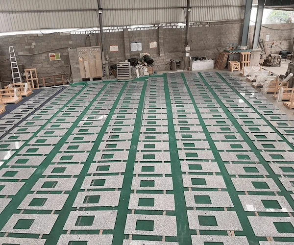 Jilin White Granite Vanity Top cut-to-size vanity top components shown in a supplied factory production or packing reference