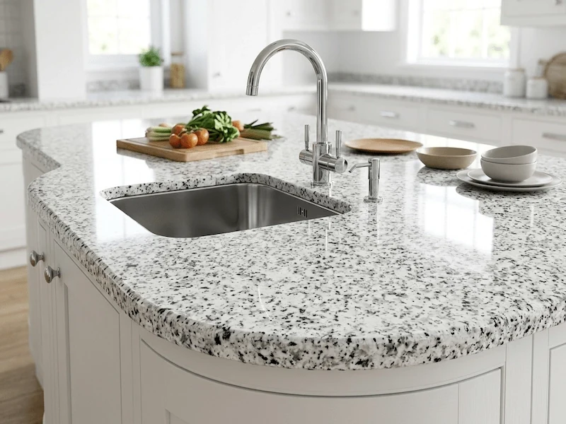 Jilin White Granite Vanity Top in a supplied stone countertop application reference