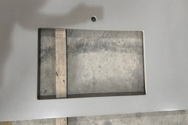 Light Grey Quartz Kitchen Top countertop components arranged for dimensional and cut-out review in a supplied production image