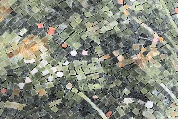 Mountain Landscape Marble Mosaic close-up shown in a supplied pattern detail reference image