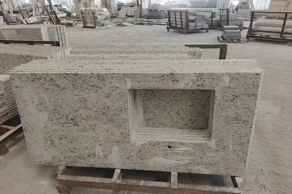 Santa Cecilia White Granite countertop components shown in a supplied fabrication reference