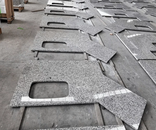 Tiger Skin Granite Kitchen Top sink and faucet cut-out layout shown as a supplied fabrication reference