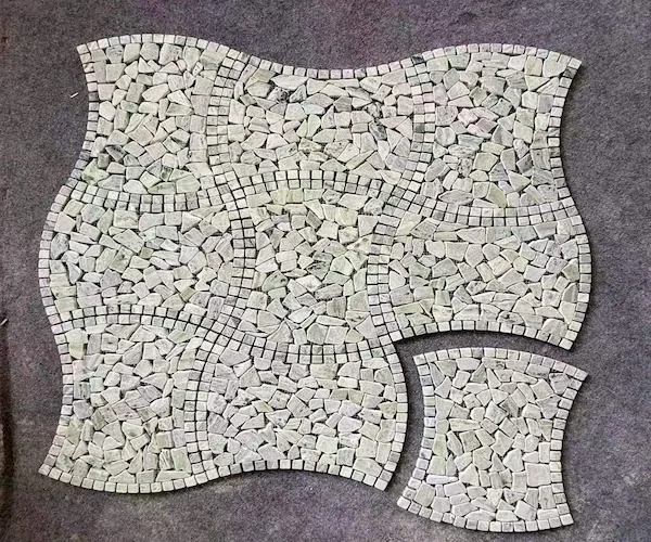 Tumbled Light Marble Mosaic mosaic arrangement shown in a supplied pre-shipment layout reference image